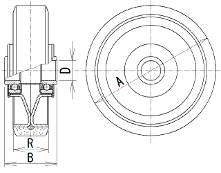 鋼板製ウレタンゴム車輪 SUI Type